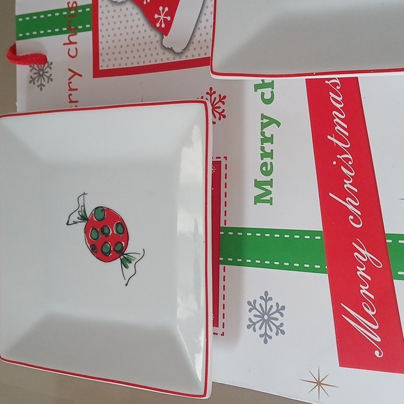 Salad Plates Food Network 6" Set of 4 Square Bevel Candies Sweets Christmas - Picture 4 of 14